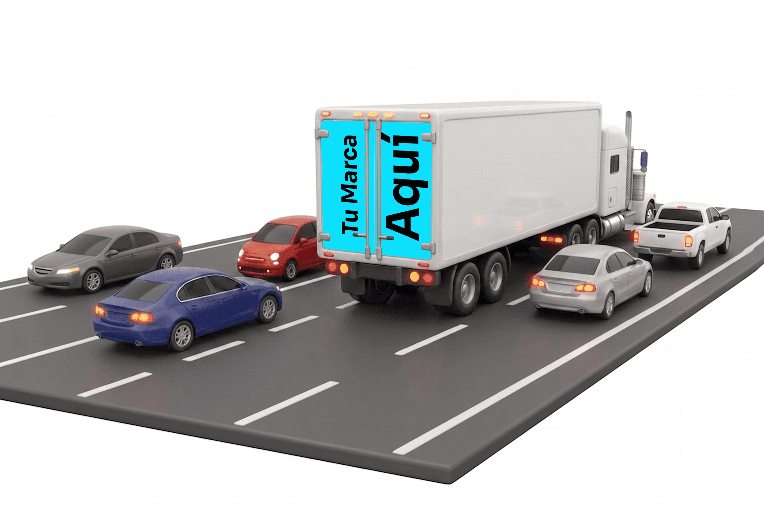 Tráiler con wrap publicitario Rodada sobre carretera