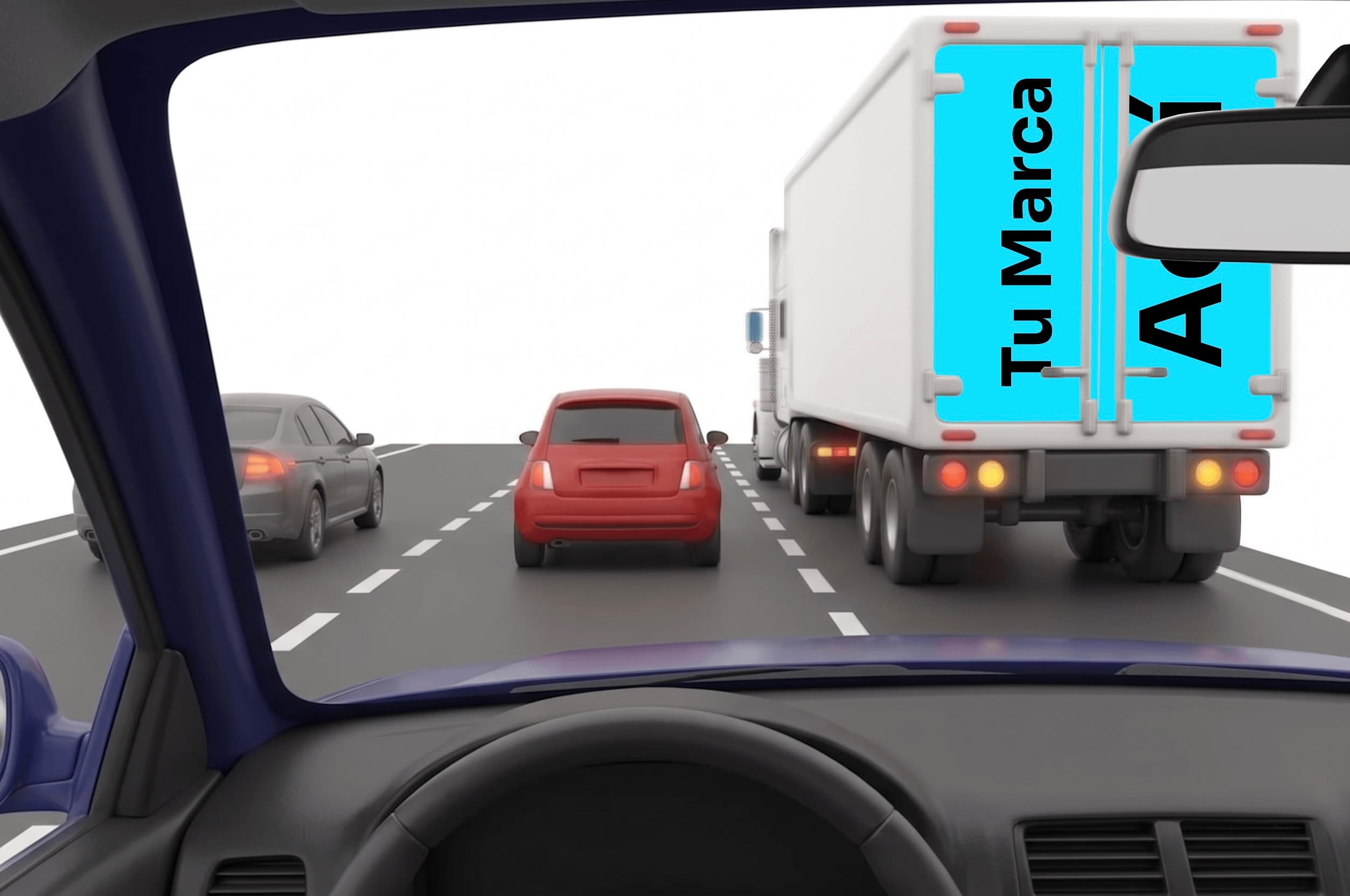 Tráiler con wrap publicitario Rodada en tráfico denso