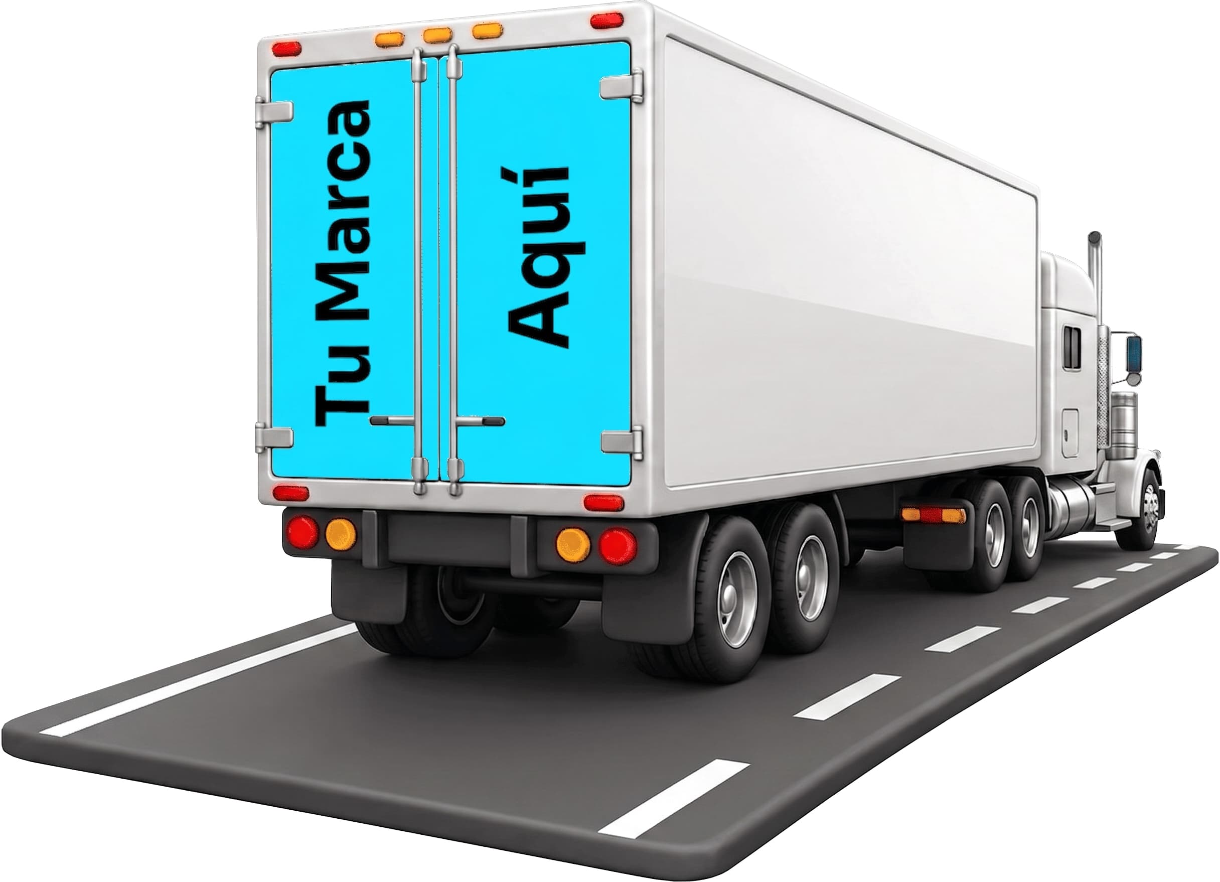 Tráiler con wrap publicitario Rodada en corredor carretero mexicano
